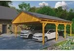 Skan Holz Carport Fichtelberg 618 cm x 808 cm Dachlattung Eiche Hell