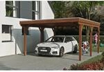 Skan Holz Carport Grunewald 427 cm x 554 cm mit EPDM-Dach Nussbaum