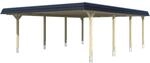 Skan Holz Doppelcarport Wendland Nussbaum 630 x 879 cm Alu-Dach Blende Schwarz
