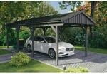 Skan Holz Carport Fichtelberg 317 cm x 808 cm Schwarze Schindeln Schiefergrau