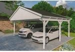 Skan Holz Carport Fichtelberg 618 cm x 566 cm Schwarze Schindeln Wei&szlig;