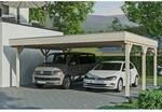Skan Holz Carport Grunewald 622 cm x 554 cm mit Aluminiumdach Natur
