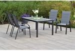 Merxx Amalfi Set 5 -tlg. 4 Stapelsessel Gartentisch 150 x 90 cm Grau
