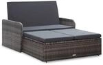 vidaXL 2-Tlg Garten-Lounge-Set mit Auflagen Poly Rattan Grau 46080