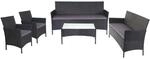 MCW 3-2-1-1 Poly-Rattan Garnitur Hamar Anthrazit Kissen Anthrazit