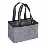 Relaxdays Flaschentr&auml;ger Filz Anthrazit Faltbar f&uuml;r 6 Flaschen 15 cm x 24 cm x 15