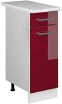 Vicco K&uuml;chenunterschrank R-Line Bordeaux Hochglanz/Wei&szlig; 30 cm AP Marmor