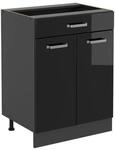 Vicco K&uuml;chenunterschrank R-Line Schwarz Hochglanz 60 cm mit Schublade ohne