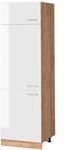 Vicco K&uuml;hlumbauschrank R-Line Hochschrank f&uuml;r die K&uuml;che Wei&szlig; Hochglanz/Goldkraft
