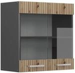 Vicco K&uuml;chenglasschrank R-Line Glash&auml;ngeschrank Artisan-Eiche Anthrazit 60 cm