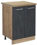 Vicco K&uuml;chenunterschrank R-Line Schwarz Beton Goldkraft Eiche 60 cm AP Eiche