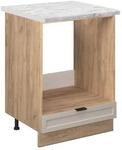 Vicco Herdumbauschrank Fame-Line Herdschrank GrauBeige 60 cm AP Marmor mit...