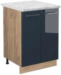 Vicco K&uuml;chenunterschrank Fame-Line DunkelBlau Hochglanz Goldkraft Eiche 60 cm...