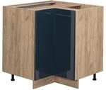 Vicco Eckunterschrank Fame-Line Dunkelblau Hochglanz/Goldkraft Eiche 81 cm ohne