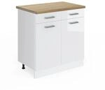 Vicco K&uuml;chenschrank R-Line Schubladenschrank f&uuml;r die K&uuml;che Wei&szlig; Hochglanz 80 cm