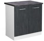 Vicco Sp&uuml;lenunterschrank R-Line Schwarz Beton Wei&szlig; 80 cm AP Anthrazit