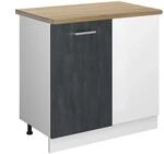 Vicco Eckunterschrank R-Line K&uuml;chen Eckschrank Schwarz Beton Wei&szlig; 86 cm AP...
