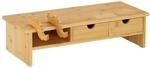 Relaxdays Monitorst&auml;nder Bambus Natur H&ouml;henverstellbar 54 cm x 23 cm x 14 cm