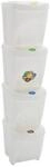 vidaXL Stapelbare M&uuml;lleimer 4 Stk Wei&szlig; 100 L Polypropylen 1257325