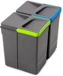 Emuca Lot Recycle Beh&auml;lter f&uuml;r K&uuml;chenschublade H&ouml;he 266 mm 2x15l Kunststoff
