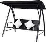 Outsunny Gartenschaukel 3-Sitzer Metall 198B x 124T x 179H cm Schwarz