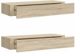 vidaXL Wandregale mit Schubladen 2 Stk Eichen-Optik 60x23,5x10 cm MDF 330262