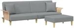 vidaXL Schlafsofa 2-Sitzer mit Kissen und Fu&szlig;hocker Hellgrau Samt 3216215