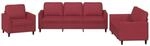 vidaXL 3-Tlg Sofagarnitur mit Kissen Weinrot Kunstleder 3201743