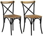 vidaXL Kreuzst&uuml;hle 2 Stk Schwarz Massivholz Mango 247316