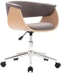 vidaXL Esszimmerstuhl Drehbar Taupe Bugholz und Stoff 287402