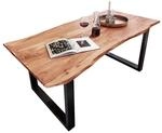 SAM Esstisch Baumkante Massiv Akazie Natur 280 x 100 Schwarz QUINN
