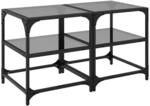 vidaXL Couchtische mit Glasplatten 2 Stk. Schwarz 40x40x45 cm Stahl
