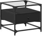 vidaXL Couchtisch mit Glasplatte Schwarz 50x50x45 cm Stahl