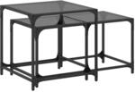 vidaXL Satztische 2 Stk. mit Glasplatte Schwarz Stahl
