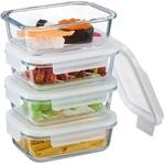 Relaxdays Glasbeh&auml;lter mit Deckel Glas Transparent Luftdicht 4 x 640 ml