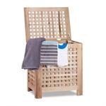 Relaxdays W&auml;schetruhe Walnuss Braun Mit Deckel Herausnehmbar 55,5 cm x 52,5 cm x