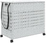 vidaXL W&auml;schekorb mit Rollen Wei&szlig; 66x35x60 cm Rattan 372048
