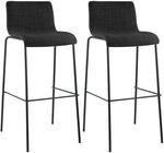 CLP 2er Set Barhocker Hover Stoff Vierfu&szlig;gestell Dunkelgrau/Schwarz