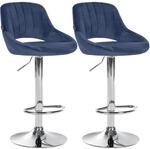 CLP 2er Set Barhocker Milet Samt Metall in Chromoptik/blau