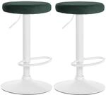 CLP 2er Set Barhocker Ponte Samt Metall Matt Weiss/Gr&uuml;n