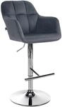 CLP Barhocker Natoma Samt Metall in Chromoptik/dunkelgrau
