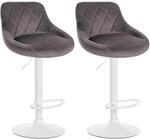 CLP 2er Set Barhocker Lazio Samt Grau/Wei&szlig;