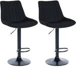 CLP 2er Set Barhocker Toni Stoff Metall Matt Schwarz/Schwarz