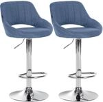 CLP 2er Set Barhocker Milet Stoff Metall in Chromoptik/blau