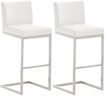 CLP 2er Set Barhocker Paros Kunstlederbezug Wei&szlig;