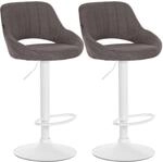 CLP 2er Set Barhocker Milet Stoff Metall Matt Weiss/Dunkelgrau