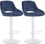 CLP 2er Set Barhocker Milet Samt Metall Matt Weiss/Blau