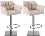 CLP 2er Set Barhocker Damaso Stoffbezug Elfenbein/Edelstahl