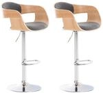 CLP 2er Set Barhocker Kingston Stoff Natura/Hellgrau