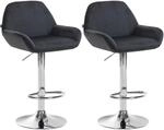 CLP 2er Set Barhocker Braga Samt Metall in Chromoptik/schwarz